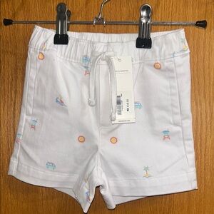 Janie and Jack White Shorts with Colorful Summer Beach Print | 6-12 mo | NWT